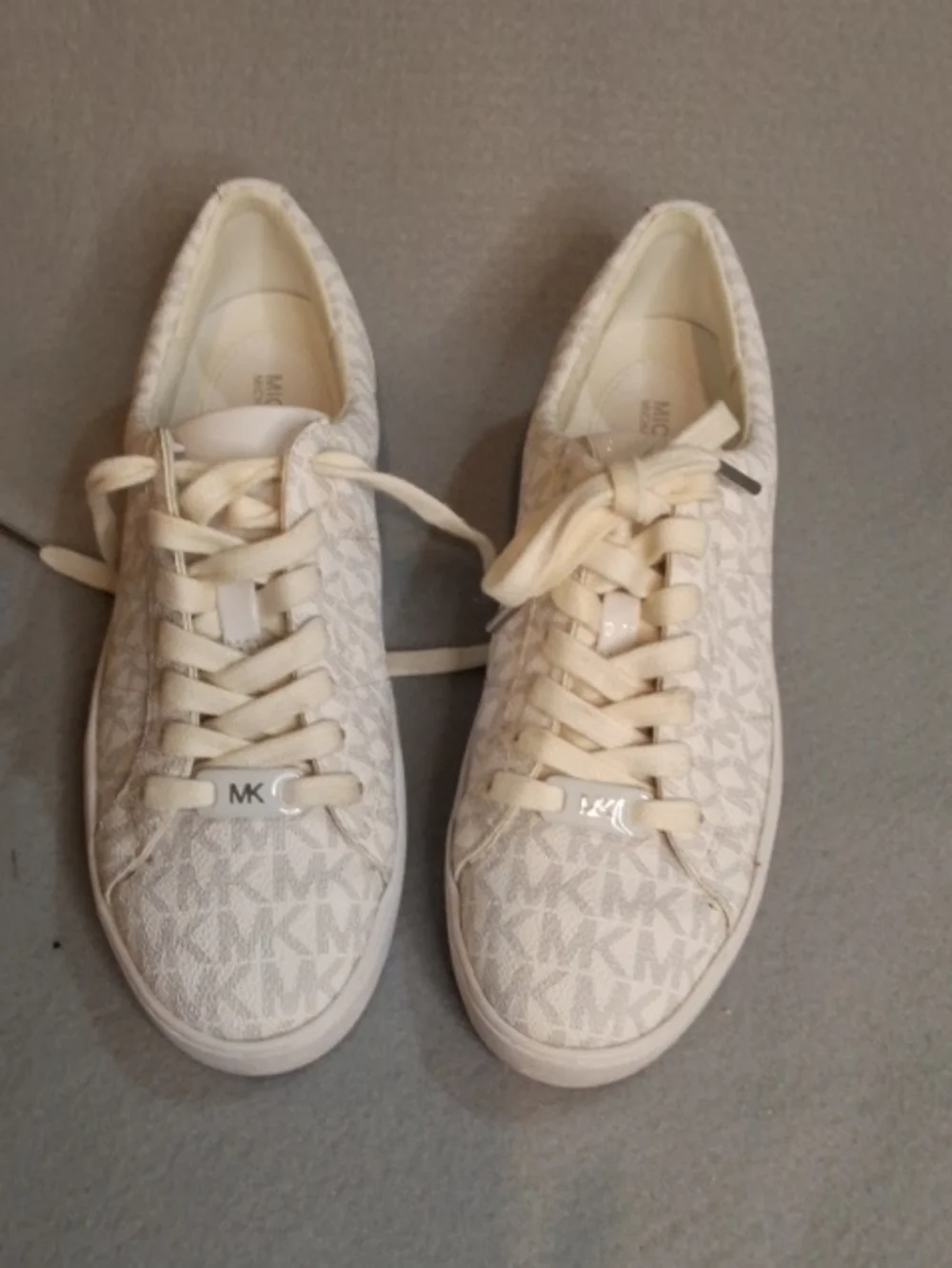 Michael Kors Catelyn Lace Up White MK Monogram Lace-Up Sneakers - Women
